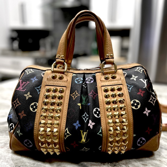 Louis Vuitton Authentic Courtney Black Murakami Studded Bag - Picture 4 of 16